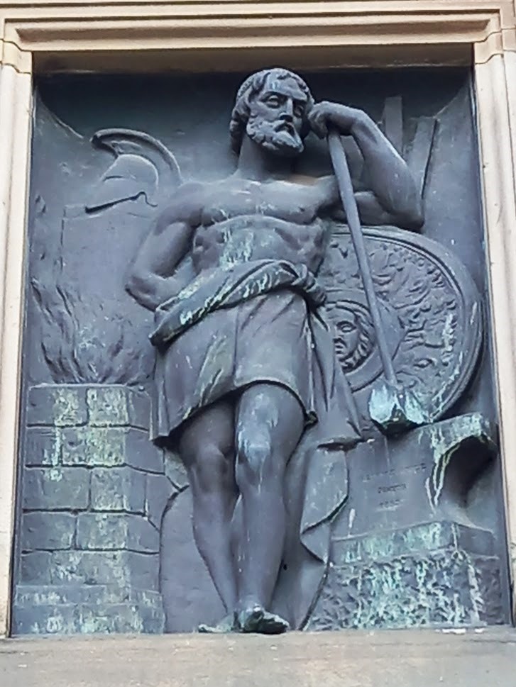 Vulcan stone carving, Green Lane, Sheffield, © Cradle of Fire