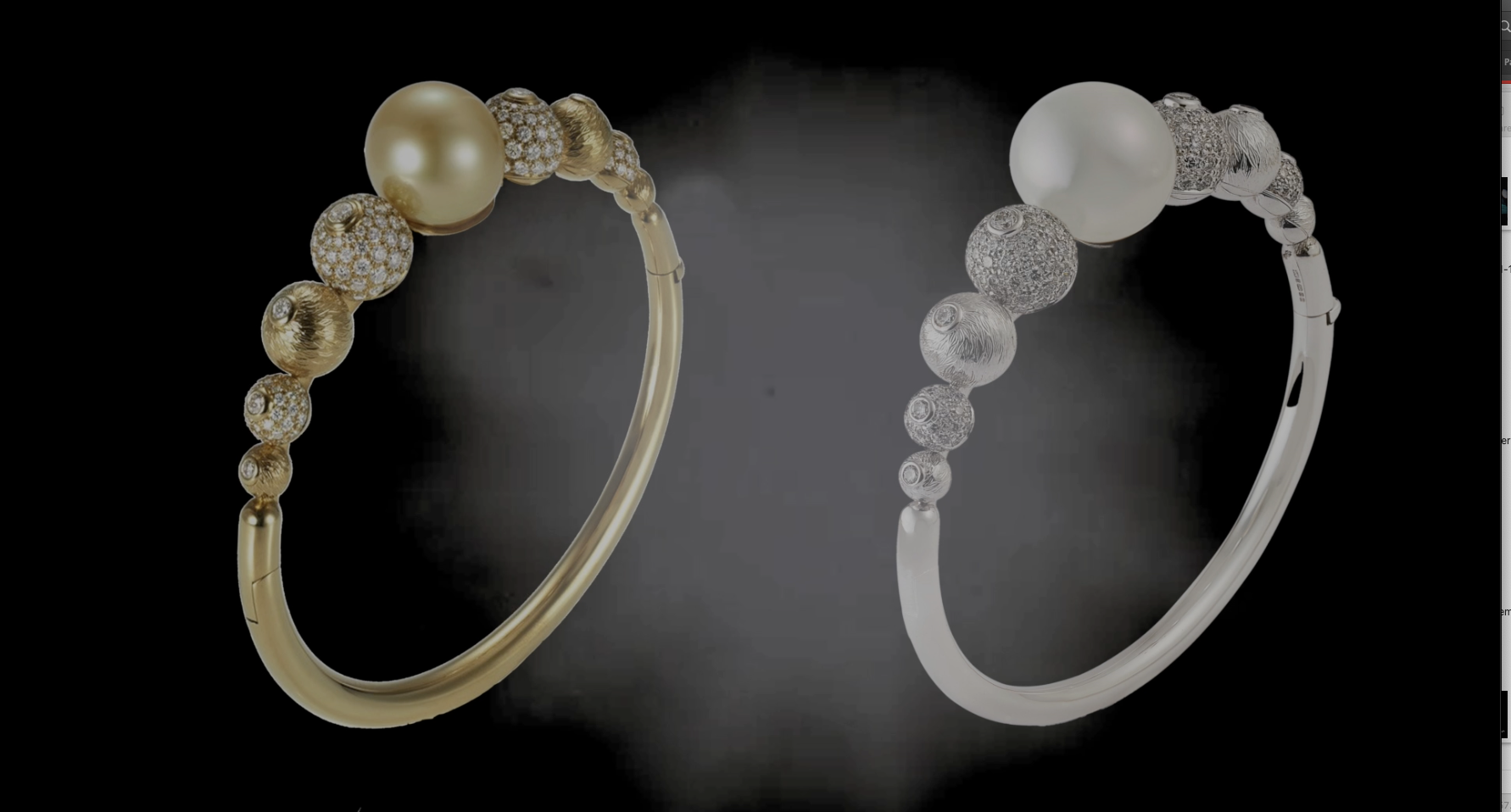 18ct yellow gold and 18ct white gold South Sea Pearl and diamond Bangles by Henn of London © Diana Scarborough Screenshot 2024-11-19 at 18.08.31 