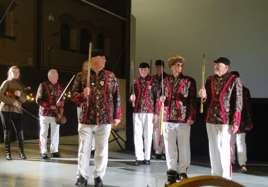 The Grenoside Sword Dancers performing at the Cradle of Fire Premiere © Emma Boden 2024-11-07 20.42.27