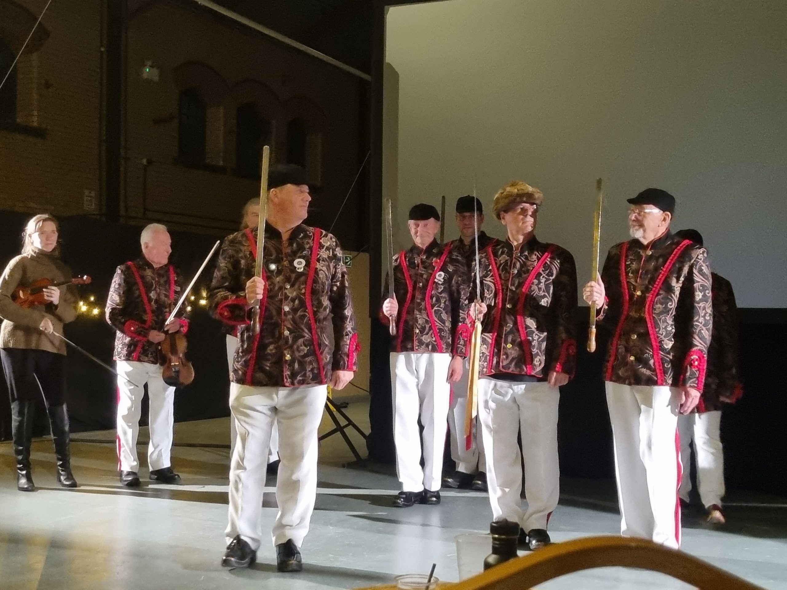 The Grenoside Sword Dancers performing at the Cradle of Fire Premiere © Emma Boden 2024-11-07 20.42.27