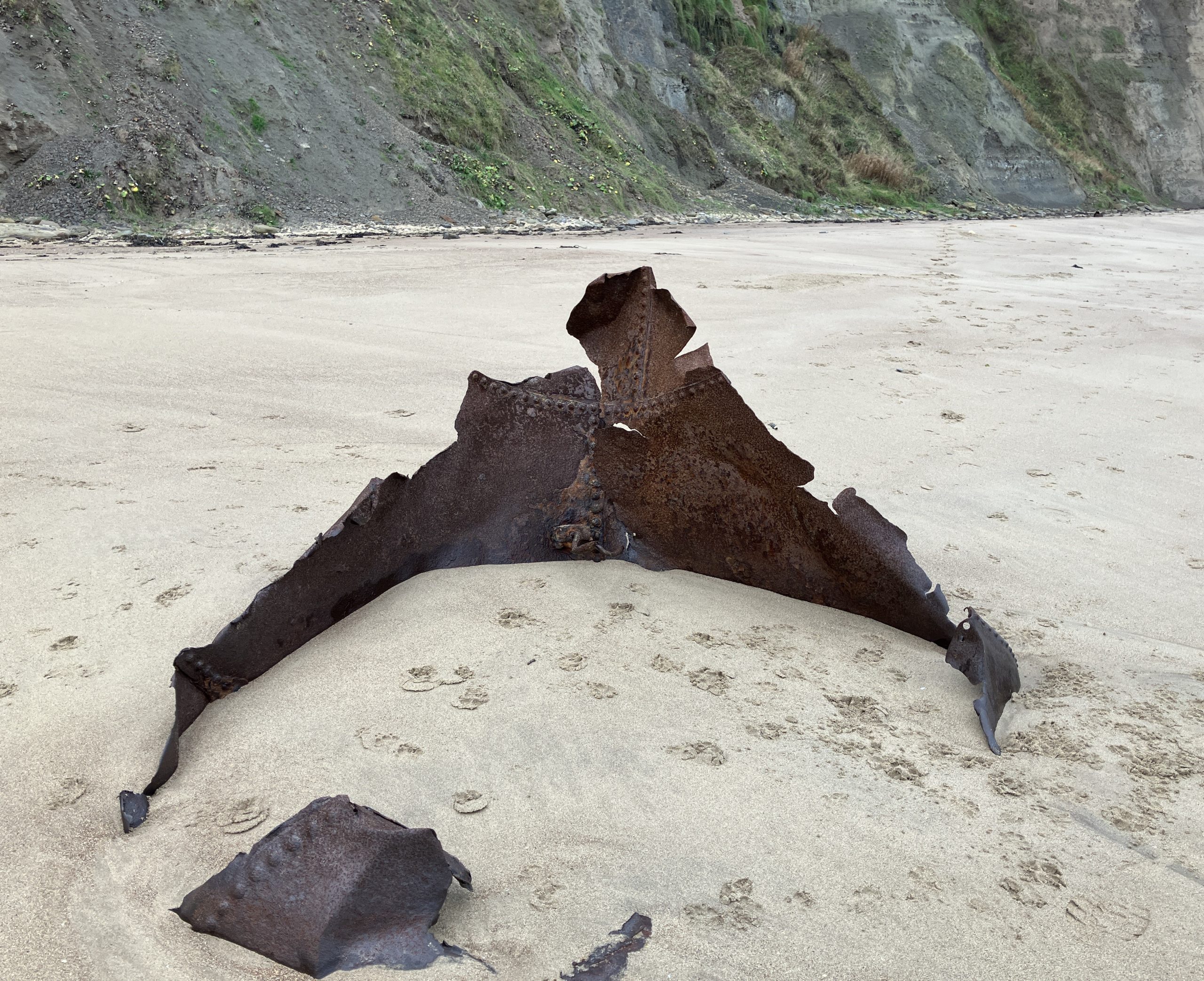 Rusting steel objects found at Cattersty Sands, Skinningrove beach, photo by Diana ScarboroughRusting steel objects found at Cattersty Sands, Skinningrove beach, photo by Diana Scarborough